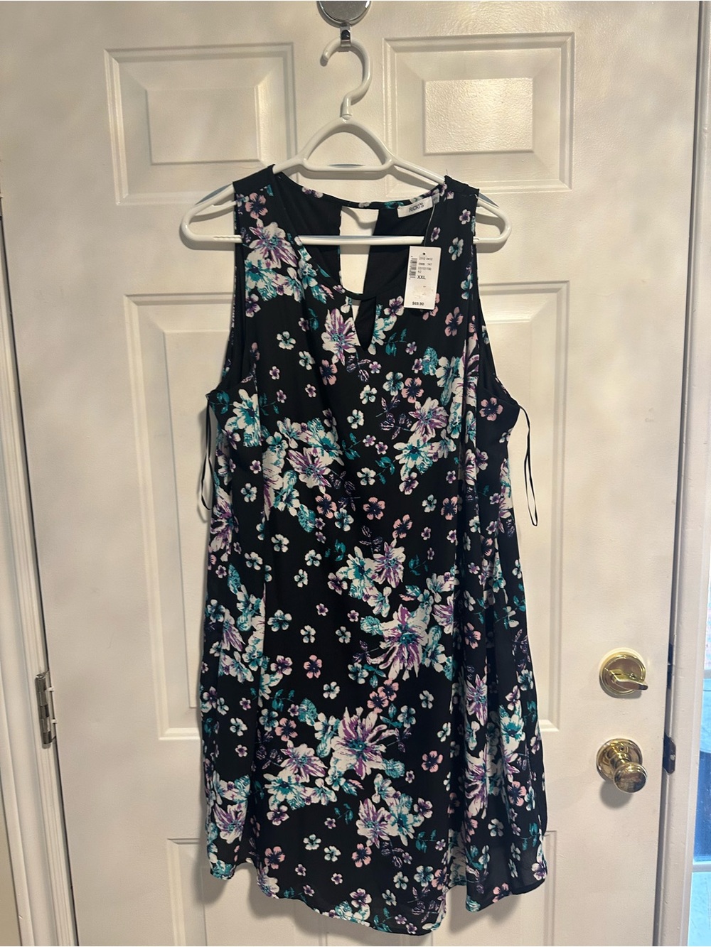 Ricki's - XXL Black Midi Dress with Teal & Lilac Floral Print